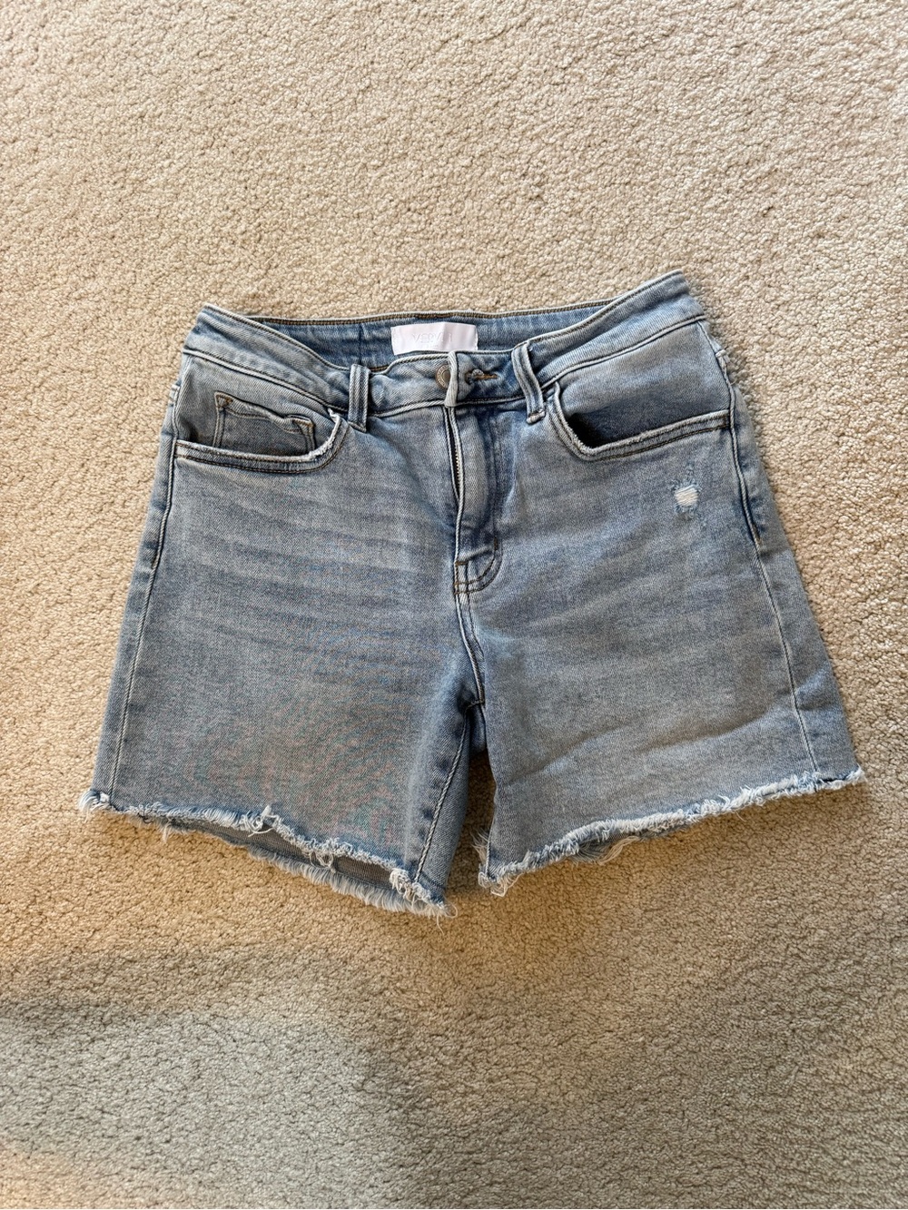 Women's Light Blue Frayed Hem Denim Shorts